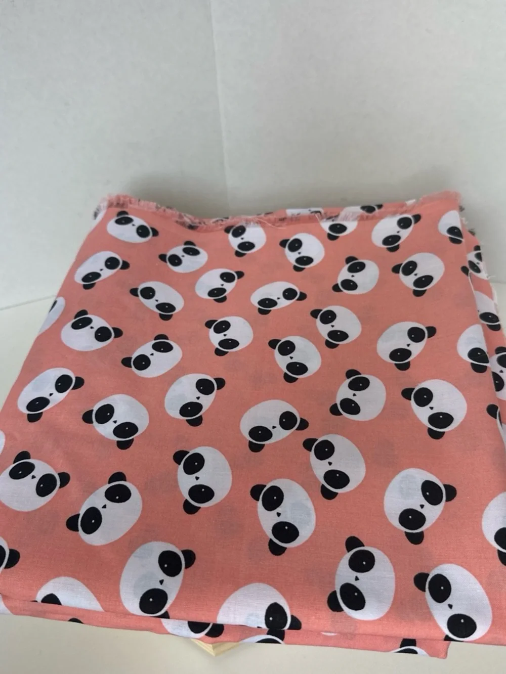 2 Yards Joann Fabrics Discontinued  “Kawaii Panda” Cotton —Coral Pink Background